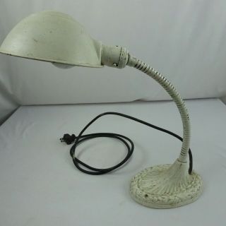 Vintage Cast Iron Goose Neck Flex Tube Table Desk Lamp