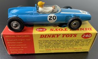 Dinky Toys No.  240 Cooper Racing Car 1961 Model Made In England - Vintage & Vnmib
