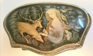 Vintage Russian Lacquer And Hand Painted Box Signed 2