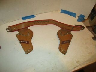 Vintage Western Leather 2 Holster Set - -  No Guns  28in.  Belt Studs&buckls Crosion