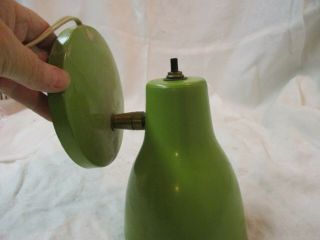 Vintage 1970 ' s Wall mount metal Lamp Sconce Avocado Green Cone 2