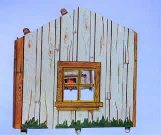 Vintage Marx Tin Litho Log Cabin Bunk House Walls 2