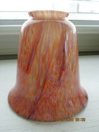 Vintage Vianne Hand - Blown Art Glass Lampshade White,  Peach,  Purple 2 1/4 " F