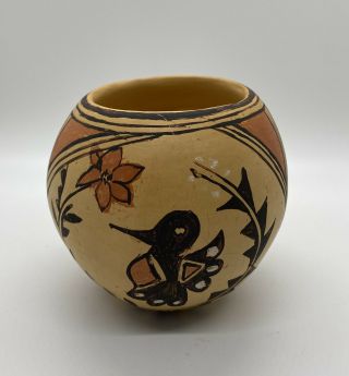 Early Native American Hopi Pottery Bird Pot Vase By Treva Burton Vintage Signed