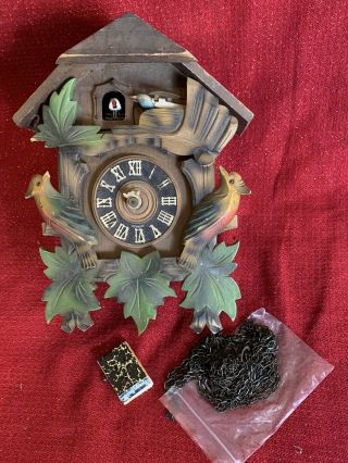 Vintage German Black Forest Carved Two Bird Cuckoo Clock Parts/project