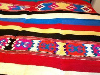 Mexican Hand Woven Wool Blanket Rug Tapestry 88 X 64 Desert Multi Color 60 ' s - 70s 3