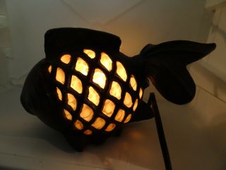 Cast Iron Fish Lantern Night Light Candle Patio Lamp Outdoor Garden Beach House