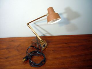 Vintage Tensor Portable Desk Lamp Wood Grain Gold Adjustable Arm Usa