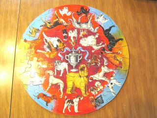 Springbok Prize Dogs Wooden Circular Jigsaw Puzzle 1966 Complete