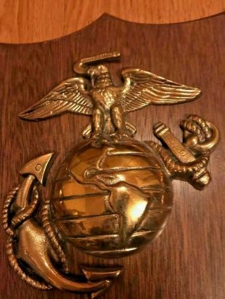 VTG US Marine Corp INSIGNIA Wall Wooden Brass Semper Fidelis Eagle USMC U.  S.  M.  C 2