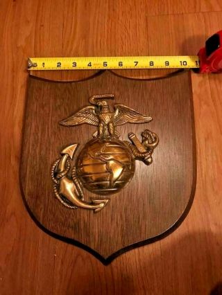 VTG US Marine Corp INSIGNIA Wall Wooden Brass Semper Fidelis Eagle USMC U.  S.  M.  C 3