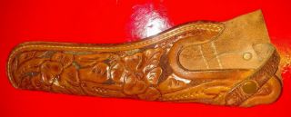 Vintage Western Hand Tooled Leather Gun Holster Chas.  Bluemel Maker El Paso Tx