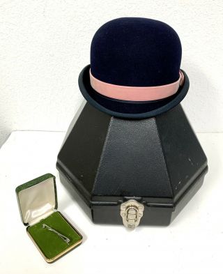 Vintage Reed Hill Custom 3xxx Beaver Derby Bowler Black Hat Sz 7,  Case,  More.