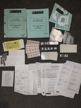 Rowe Bc - 3500 & Bc - 1200/1400 Bill & Coin Changer Manuals,  Parts Catalogs & Decals
