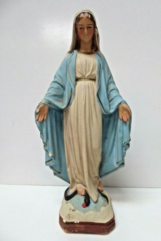Old Vintage Mary Cast Plaster Statue Figurine Church Religious Icon