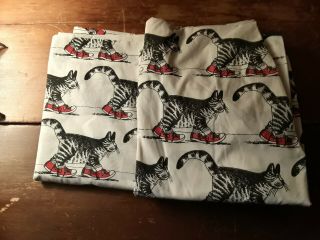 Vintage B Kliban Sneaker Cat Bed Sheets Twin Flat And Fitted Burlington Percale.