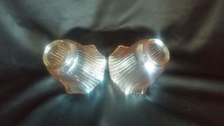 2 Vintage Amber Iridescent Beaded Glass Light Fixture Lamp Shades