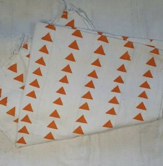 Authentic African Mud Cloth Fabric Mali Approx 45”x63” White/orange Triangle