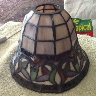 Vintage Tiffany Style Lead Stained Glass Light Lamp Shade Colors