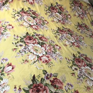 Vintage Ralph Lauren Brooke Sophie Yellow Floral King Flat Bed Sheet Usa