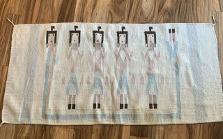 Vintage Navajo Rug Yei Blanket Native American Indian Yeibechai Tapestry Weaving
