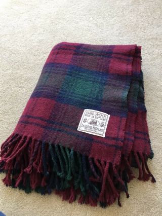 Vintage Edinburgh The Woolen Mill Wool Blanket Tartan Plaid 53x70 Red Green