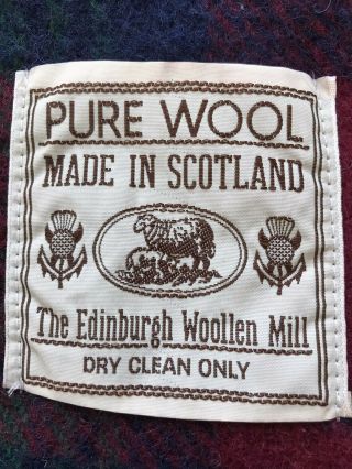 Vintage Edinburgh The Woolen Mill Wool Blanket Tartan Plaid 53x70 Red Green 2
