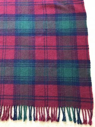 Vintage Edinburgh The Woolen Mill Wool Blanket Tartan Plaid 53x70 Red Green 3