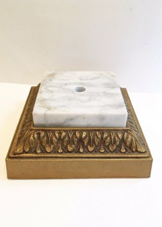 Vintage Marble Lamp Base Replacement Part Gold Colored Metal