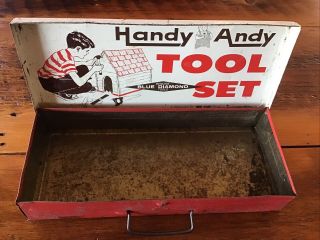 Vintage Handy Andy Tool Box With Square 620 - Blue Diamond Tools - - Skil Craft 60’s 2