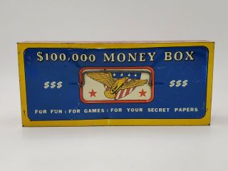 Vintage Ohio Art Metal Tin Toy Piggy Bank Money Box $1000,  000