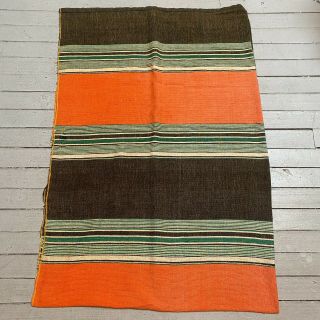 Vintage KARAVAN Pakistani Handwoven Striped Cotton Blanket Twin Size 70 x 104 