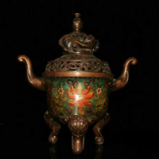 Collectibles Chinese Cloisonne Incense Burner Elephant Brass Statue P092