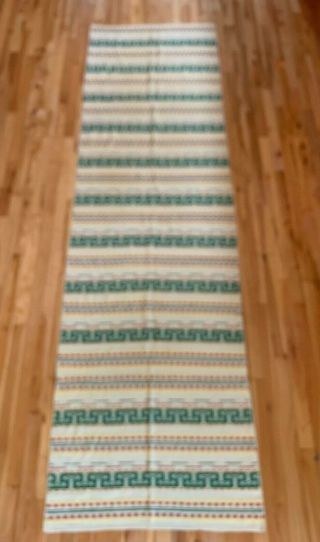Vintage Mexican Saltillo Serape Blanket Rug Southwestern Tablecloth Aztec 112x32 2