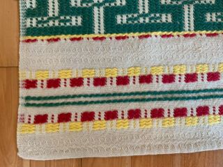 Vintage Mexican Saltillo Serape Blanket Rug Southwestern Tablecloth Aztec 112x32 3
