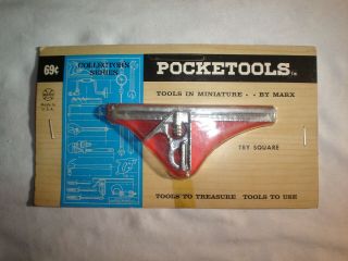 Marx Pocketools Try Square Pocket Tools Vintage Miniature Toy Tool In Package