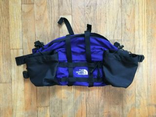 The North Face Lumbar Pack Vintage Blue Waist Bag 2 Bottle 90s Hiking Fanny Pack