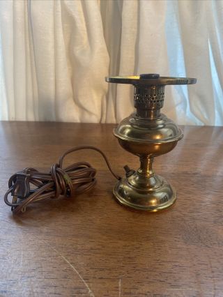 Vintage Mini Electric Brass Lamp With Shade Ring