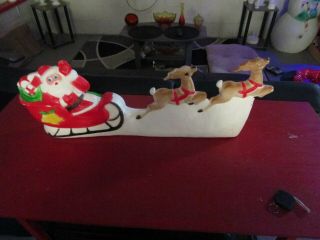 Vintage Santa In Sleigh W/ Reindeer Blow Mold 26  Blow Mold