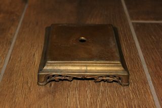 Vintage Brass Table Lamp Pedestal Base Part Leaf Filigree 4 1/2 " Square.  Patina