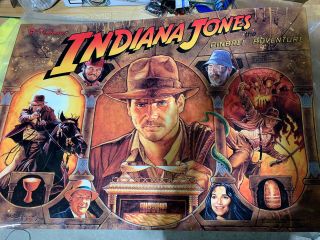 Vtg 1993 Williams Indiana Jones Pinball Machine Translite (26 3/8” X 18 1/2”)