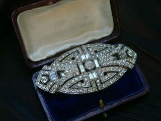 Vintage Art Deco Triplet 3 Piece Diamante Paste Dress Clip Brooch Silvered Metal