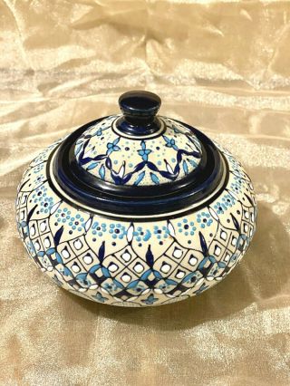 Javier Servin Mexico Hand Made And Painted Ceramic Covered Dish Bowl Container