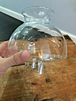 Vtg Clear Glass Hurricane Oil Lamp Lantern Shade Globe Chimney MUSHROOM Shaped 2
