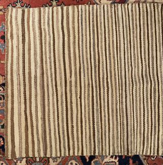 Mexican Handwoven Striped Wool Sarape Rug 1940’s 3