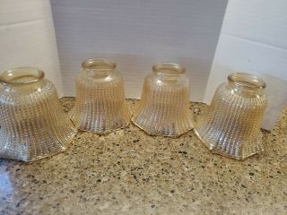 4 Amber Iridescent Hobnail Glass Globes Light Fixture Lamp Shades Ceiling Fan