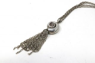 A Heavy Vintage Sterling Silver 925 Snail Shell Pendant Necklace 49g 24945