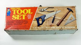 Vintage Handy Andy Tool Box Tin With Handle.  Tool Box Only 1977