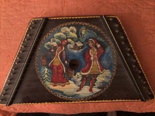 Vintage Lap Harp,  Zither; Hand Painted.  Nab Roba??? Signed Russian?