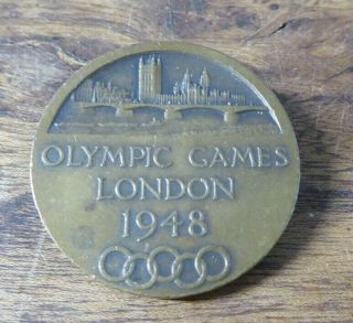 Vintage bronze OLYMPIC GAMES LONDON 1948 OLYMPIC PARTICIPATION medal (PM) 3